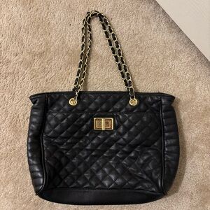 Aldo Black and Gold Quilted Shoulder Bag